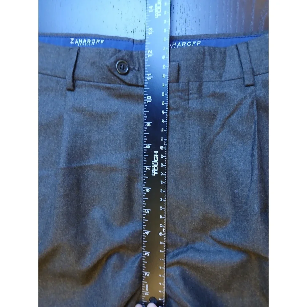 Zaharoff Basileia Men Charcoal Gray Pleated Cuffed Dress Pants Sz 36R inseam 30